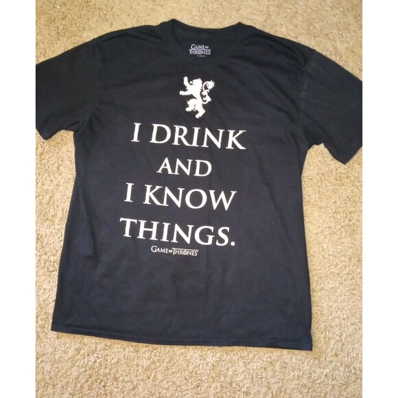 Game Of Thrones Unisex Black Graphic T Shirt - I Drink And I Know Things Size L - Picture 2 of 5